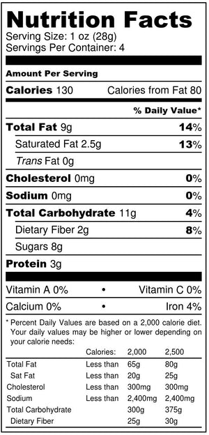 Cranberry + Walnuts nutrition facts label
