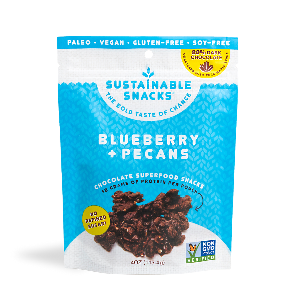 Sustainable Snacks, Blueberry + Pecans Chocolate Superfood Snack