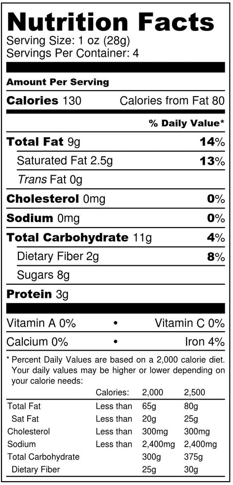 Cranberry + Walnuts nutrition facts label