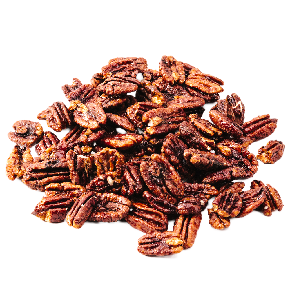 Cluster of smokey maple pecans sustainable snacks